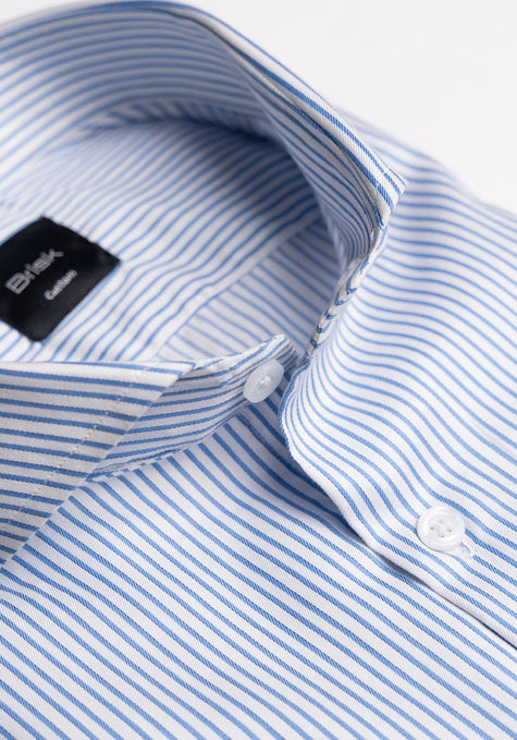 Italian Blue Twill Stripes Shirt