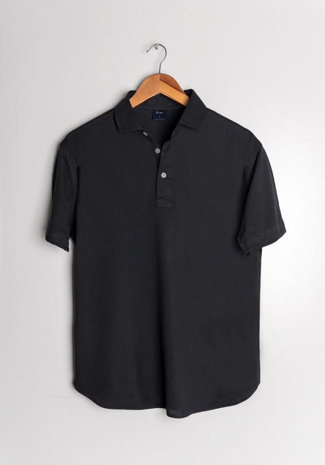 Black Feather Soft Piqué Half Sleeve Polo Shirt