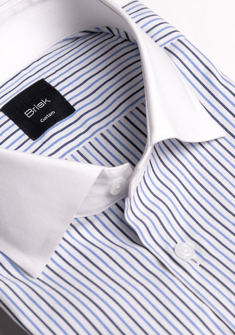 Black & Blue Pencil Stripes Shirt -White Cut Away Classic Collar