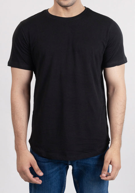 Black Cloud Crew Tee - Curved Hem
