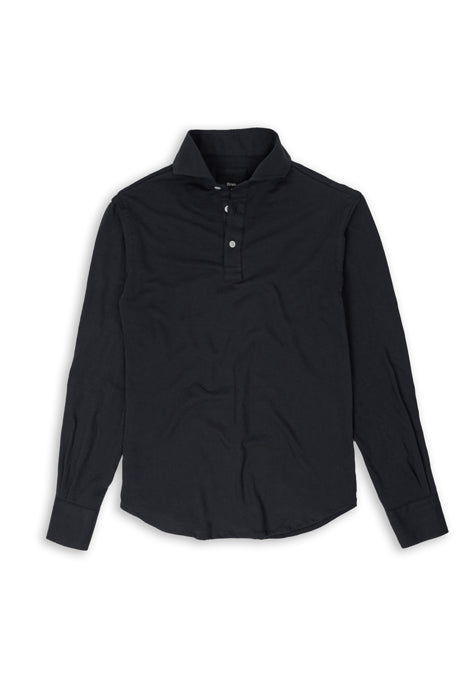 Black Feather Soft Piqué Full Sleeve Polo Shirt