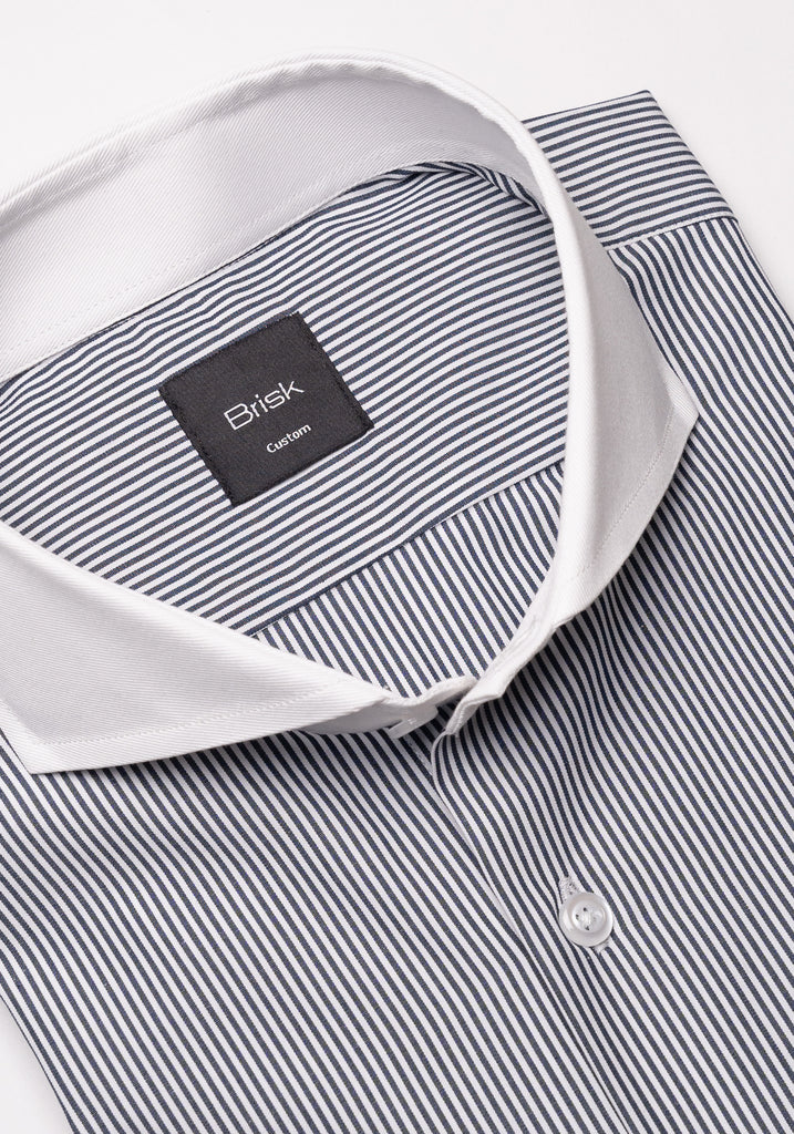 Black Narrow Stripes Shirt - Wrinkle Resistant