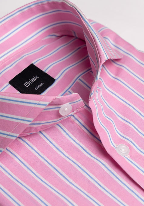 Blue On Pink Wide Stripes Shirt