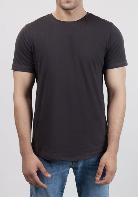 Charcoal Cloud Crew Tee - Curved Hem
