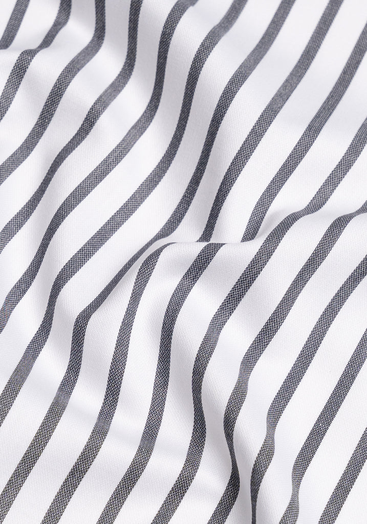 Charcoal Wide Stripes Pima Cotton - Wrinkle Resistant