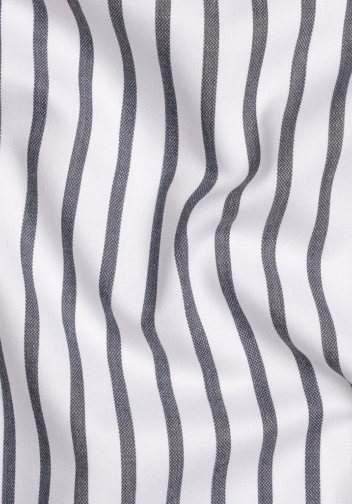 Charcoal Wide Stripes Pima Cotton - Wrinkle Resistant