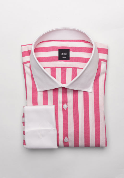 Crisp Fuchsia Bold Stripes Shirt - White Classic Collar