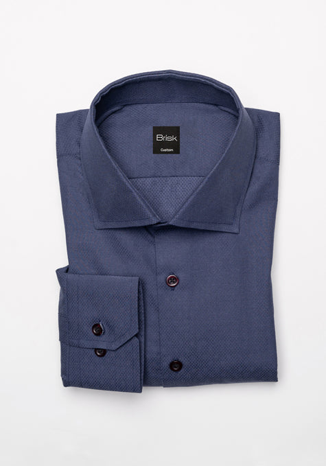 Crisp Midnight Blue Dobby Diamond Structured Shirt
