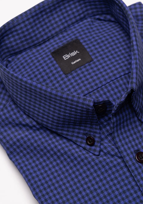 Deep Purple Black Gingham Seersucker Shirt
