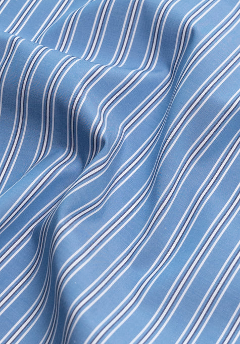 Dual Blue Wide Stripes - Wrinkle Resistant