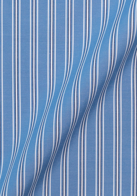 Dual Blue Wide-Stripes - Wrinkle Resistant