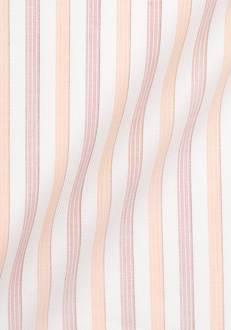 Egyptian Pale Orange Red Royal Oxford Stripes Shirt