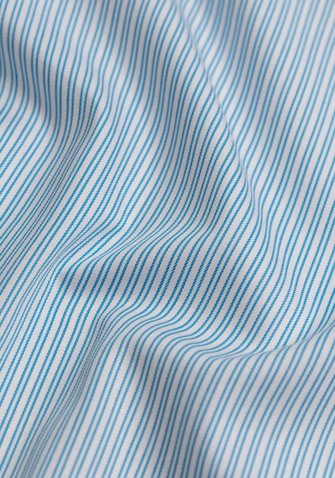 Fresh Blue Dual Stripes Cotton / Poly - Wrinkle Resistant