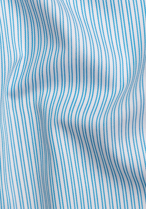 Fresh Blue Dual Stripes Cotton / Poly - Wrinkle Resistant