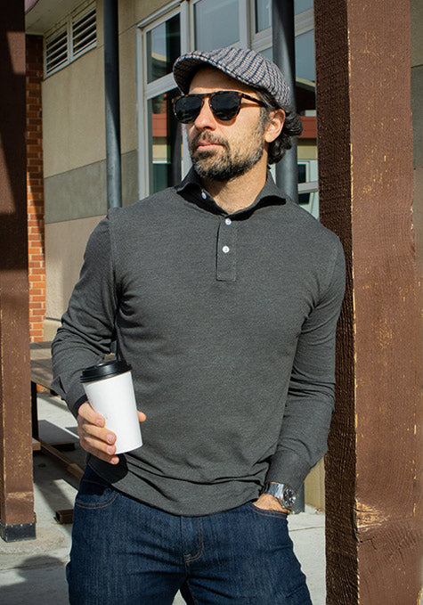 Grey_Feather Soft Piqué Half Sleeve Polo Shirt