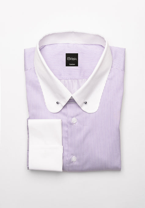 Italian Purple Pencil Tencel Stripes Shirt- Wrinkle Resistant