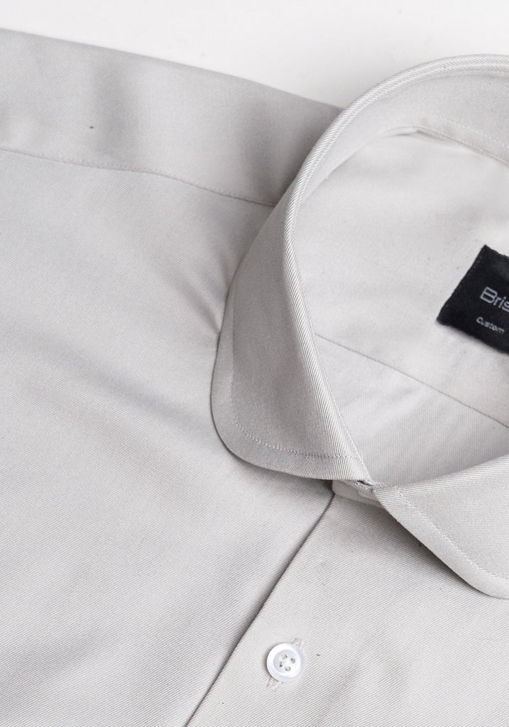 Light Grey Twill Pima Cotton - Club Collar