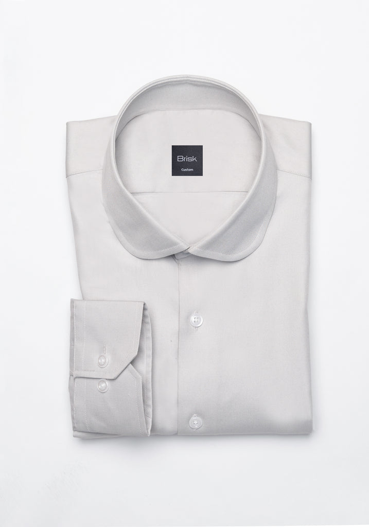 Light Grey Twill Pima Cotton - Club Collar