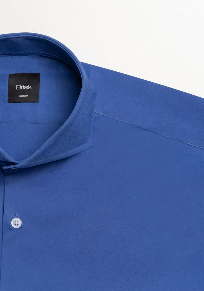 Mid Blue Poplin Stretch Shirt