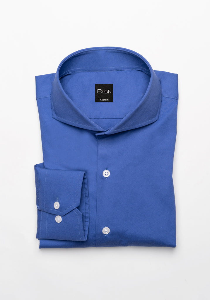 Mid Blue Poplin Stretch Shirt