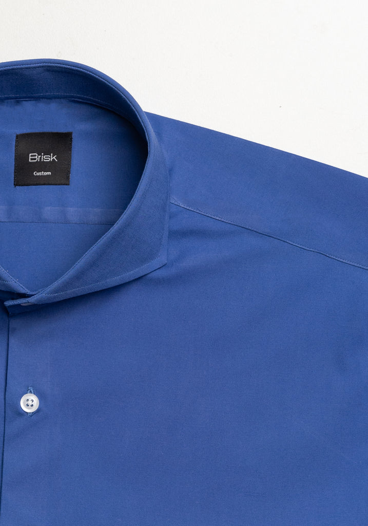 Mid Blue Poplin Stretch Shirt