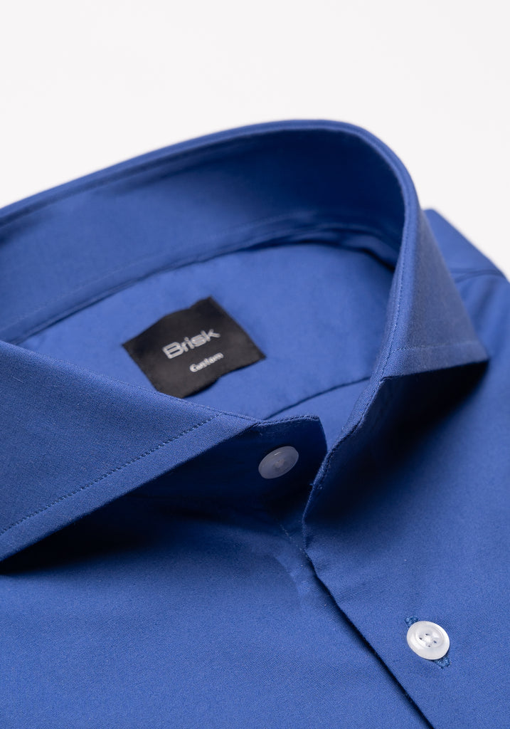 Mid Blue Poplin Stretch Shirt