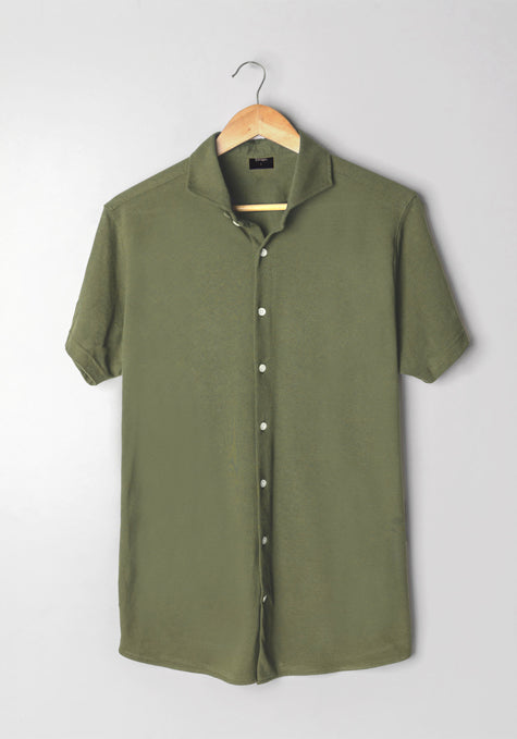 Military_Green_Feather_Soft_Pique_Half_Sleeve_Shirt