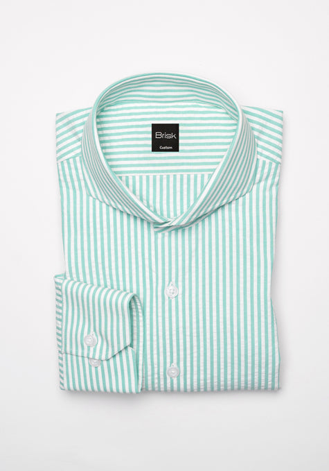 Mint Green Seersucker Stripes Shirt
