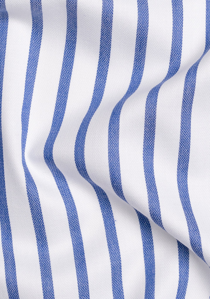 Navy Blue Wide Stripes Pima Cotton - Wrinkle Resistant