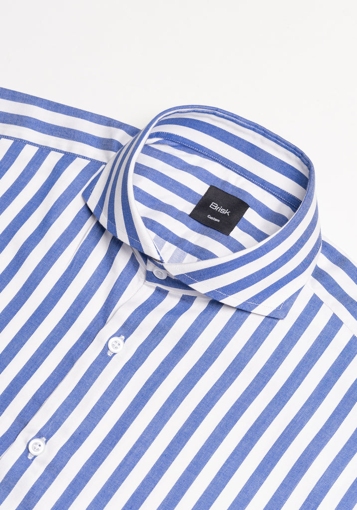 Navy Blue Twill Bold Stripes Pima Cotton Shirt