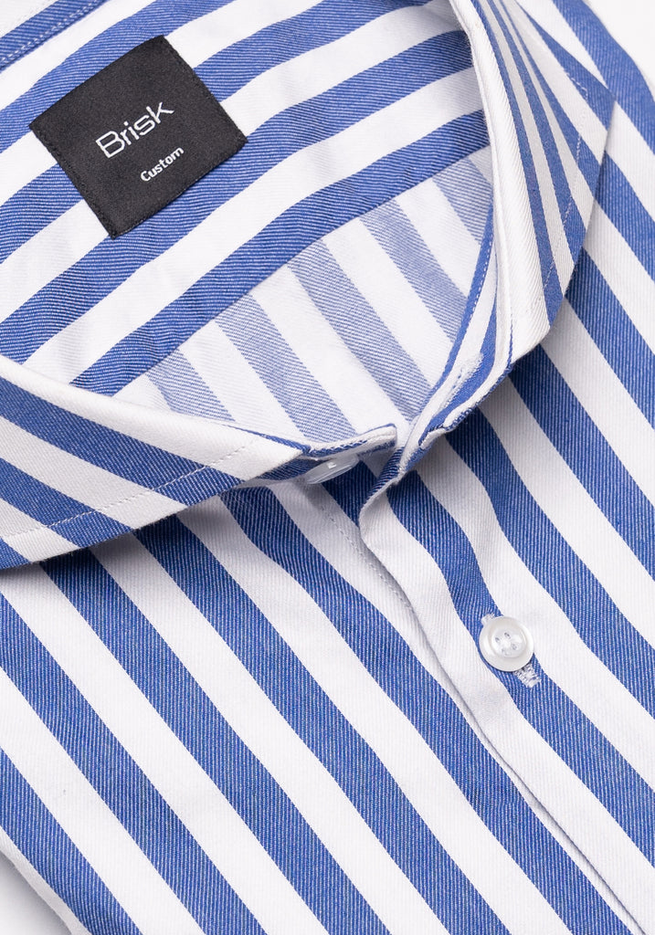 Navy Blue Twill Bold Stripes Pima Cotton Shirt