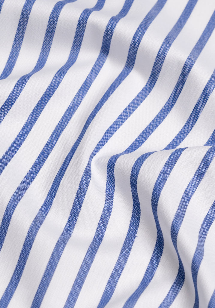 Navy Blue Wide Stripes Pima Cotton - Wrinkle Resistant