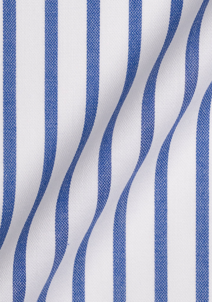 Navy Wide Stripes Soft Textured Pima Cotton 