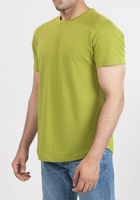 Olive Cloud Crew Tee - Curved Hem
