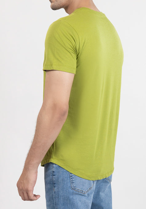 Olive Cloud Crew Tee - Curved Hem