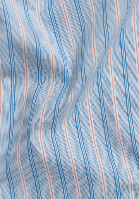 Orange & Blue Performance Stretch Stripes - Wrinkle FreeOrange & Blue Performance Stretch Stripes - Wrinkle Free