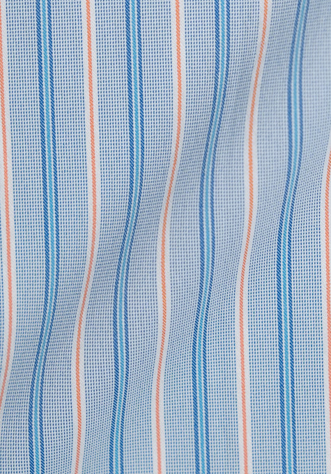 Orange & Blue Performance Stretch Stripes - Wrinkle Free