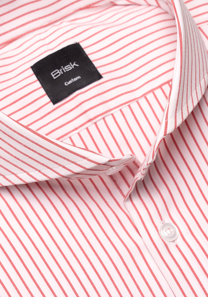 Pale Red Stretch Pencil Stripes Shirt