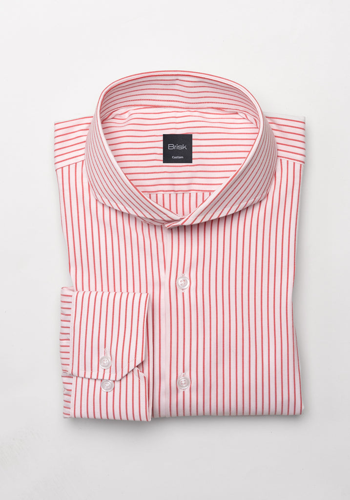 Pale Red Stretch Pencil Stripes Shirt