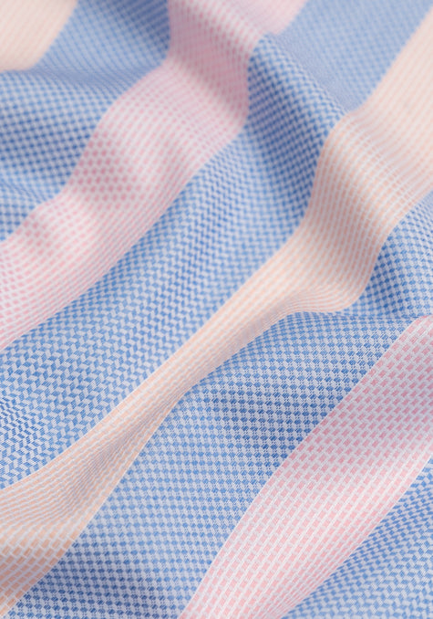 Pastel Blue Pink Bold Structured Stripes
