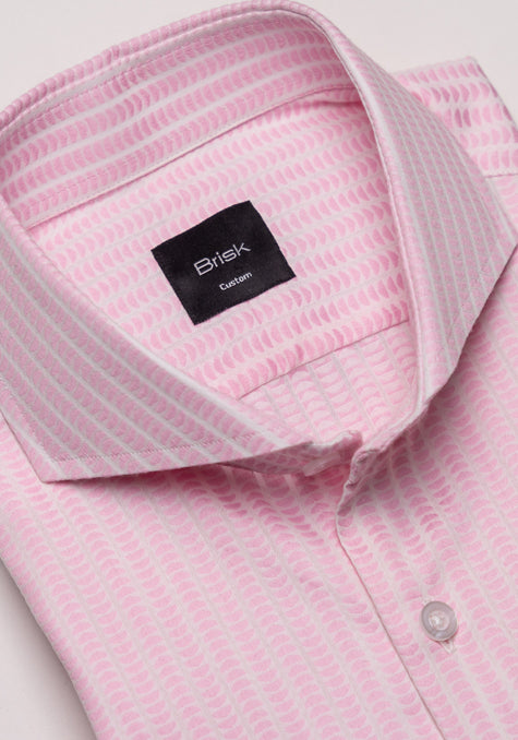 Pink On White Structured Stripes Shirt