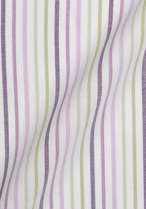 Plum Green Pinpoint Poly Stripes Shirt