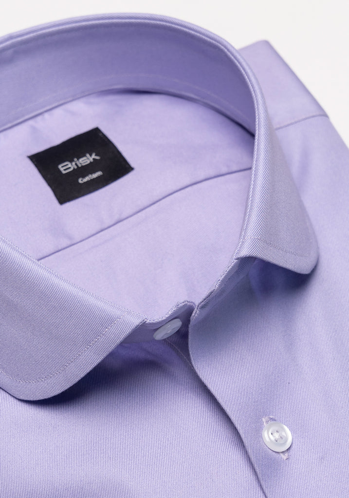 Purple Twill Pima Cotton Shirt - Club Collar