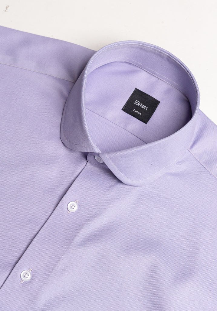 Purple Twill Pima Cotton Shirt - Club Collar