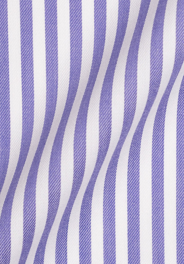 Purple Bengal Twill Stripes Pima Cotton Shirt - White Cutaway Extreme Collar