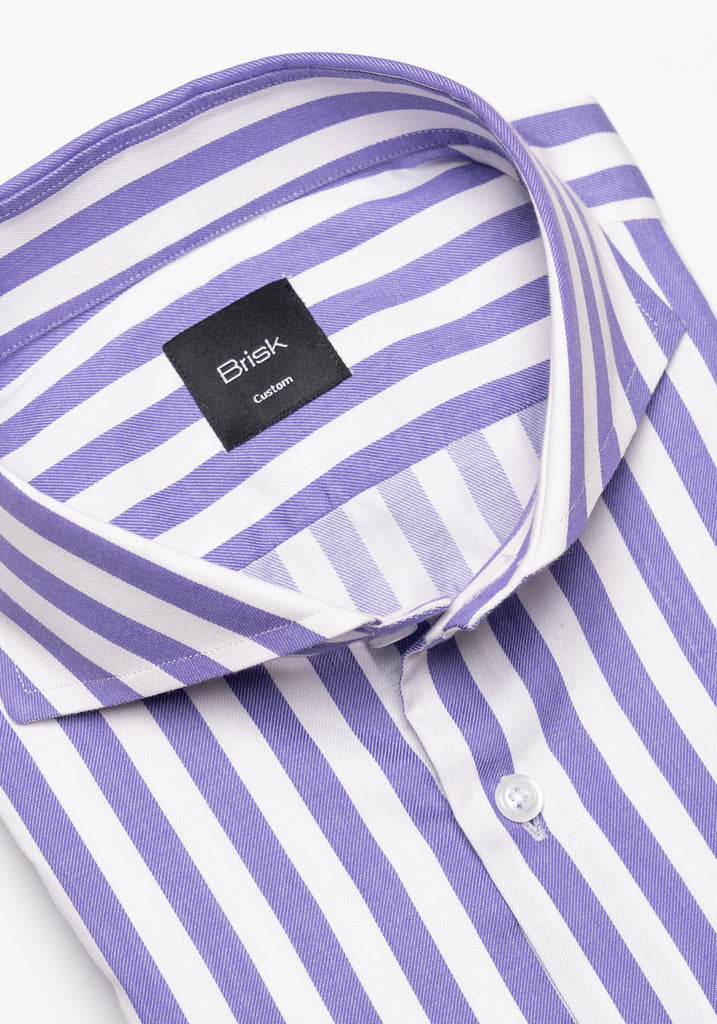 Purple Bold Twill Stripes Pima Cotton Shirt