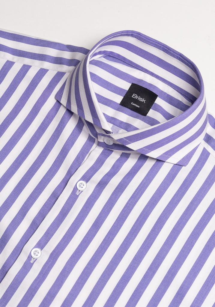 Purple Bold Twill Stripes Pima Cotton Shirt