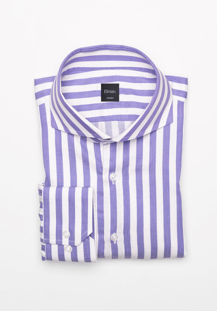 Purple Bold Twill Stripes Pima Cotton Shirt