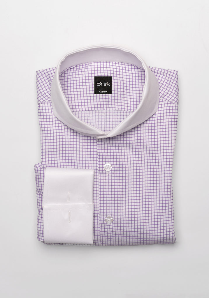 Purple Grid Structured Checkered Stretch Shirt
