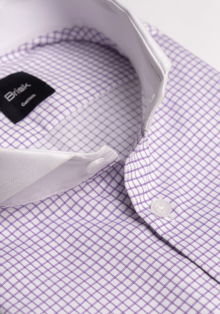 Purple Grid Structured Checkered Stretch Shirt
